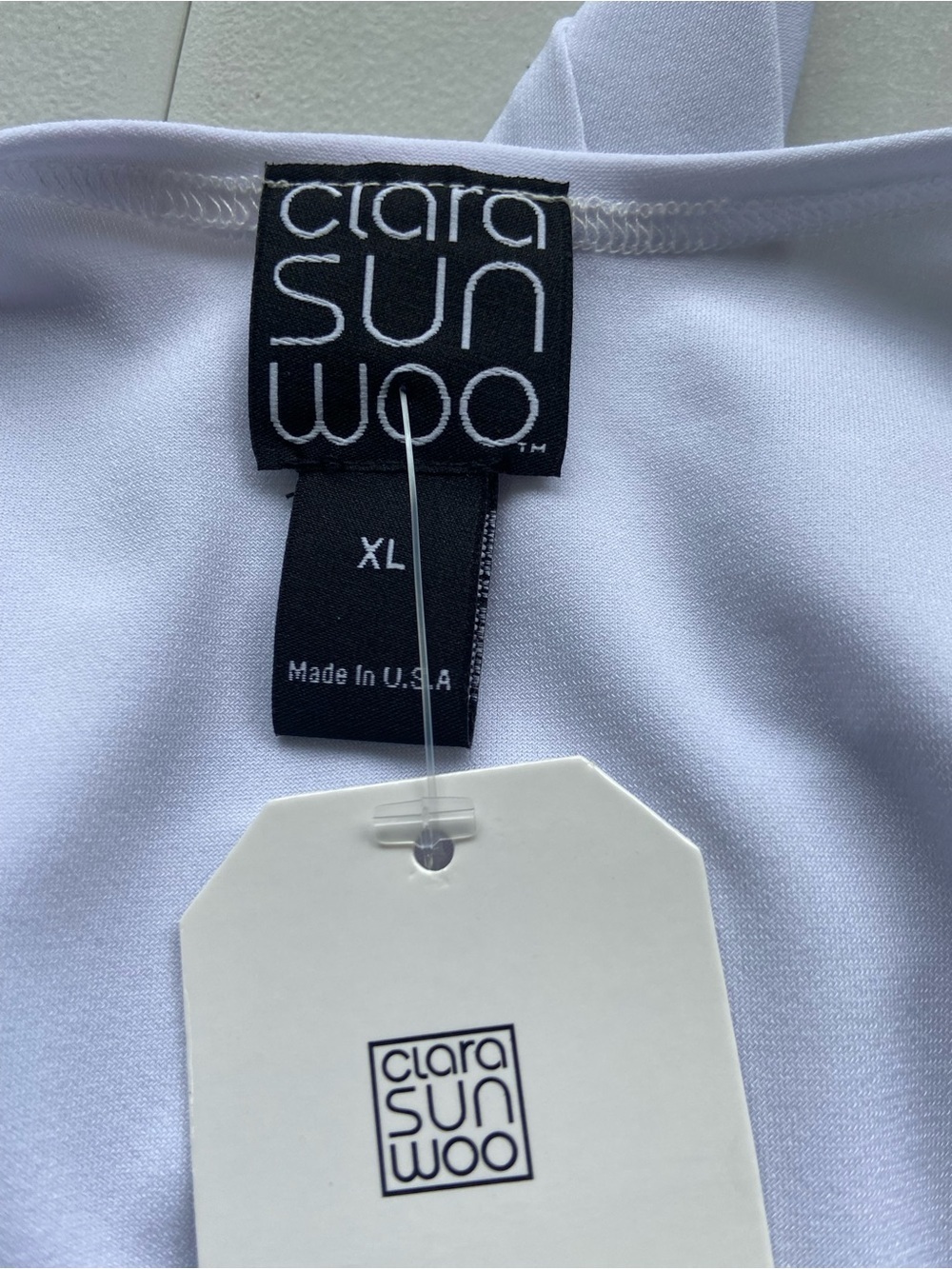 Clara Sun Woo Top Liquid Knit Tie Front Sleeveless Shell Wrinkle Free XL White - Picture 4 of 7